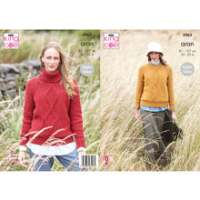 Load image into Gallery viewer, Knitting Pattern: Ladies Aran Sweater with Round or Polo Neck