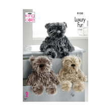 Load image into Gallery viewer, Knitting Pattern: Mummy, Daddy and Baby Bears in Luxury Faux Fur Yarn