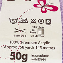 Load image into Gallery viewer, DK Yarn: King Cole Big Value Baby DK, Lilac, 50g