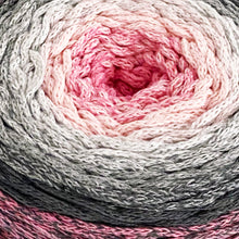 Load image into Gallery viewer, Yarn: Retwisst Recycled Chainy Cotton Cake Five Colour Gradient, Grey and Pink, 250g