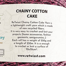 Load image into Gallery viewer, Yarn: Retwisst Recycled Chainy Cotton Cake Five Colour Gradient, Grey and Pink, 250g