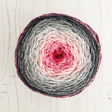Load image into Gallery viewer, Yarn: Retwisst Recycled Chainy Cotton Cake Five Colour Gradient, Grey and Pink, 250g