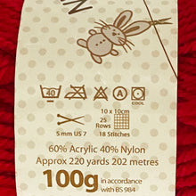 Load image into Gallery viewer, Aran Yarn: Red Comfort Aran Yarn, 100g