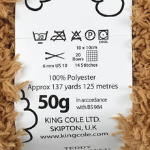 Load image into Gallery viewer, Chunky Yarn: Cuddles, Teddy Brown, 50g