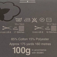 Load image into Gallery viewer, Knitting Kit: Recycled Dish Cloth Cotton, Cream, 100g Ball with Free Pattern and Aluminium Needles