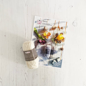 Knitting Kit: Recycled Dish Cloth Cotton, Cream, 100g Ball with Free Pattern and Aluminium Needles