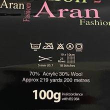 Load image into Gallery viewer, Aran Yarn: Grey Fashion Aran with Wool, 100g