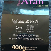 Load image into Gallery viewer, Aran Yarn: Dark Grey Fashion Aran with Wool, 400g