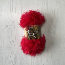 Load image into Gallery viewer, Yarn: Red Faux Fur Yarn, 100g