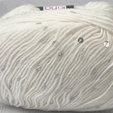 Load image into Gallery viewer, DK Yarn: Galaxy Sparkle Yarn in White with Silver Sequins, 50g
