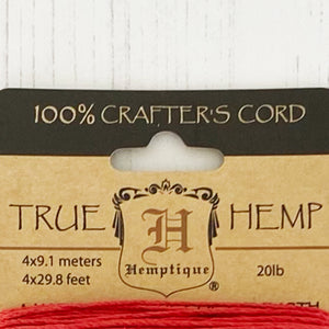 Hemptique 100% Hemp Cord, 4 x 9.1m, 1mm wide. Colour: Americana Silver
