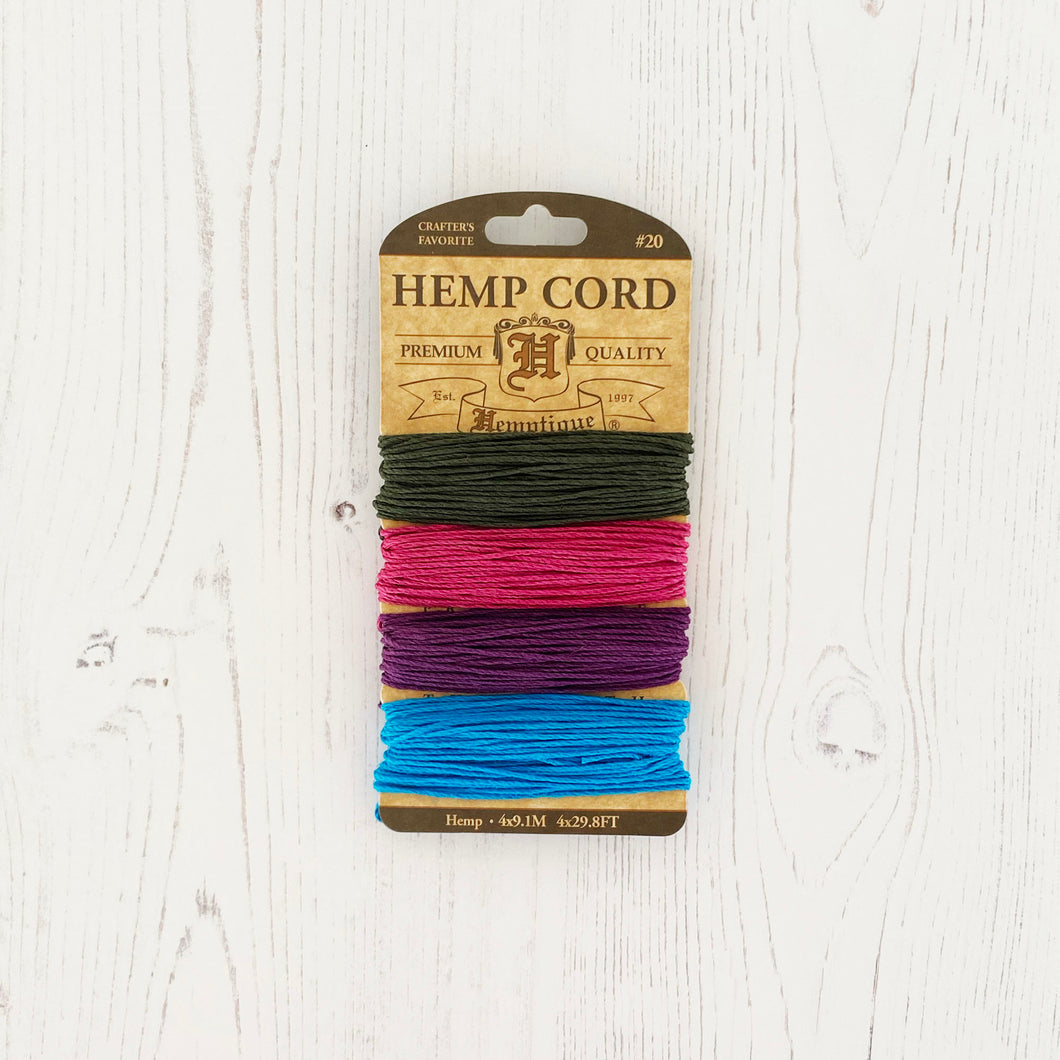 Hemptique 100% Hemp Cord, 4 x 9.1m, 1mm wide. Colour: Party