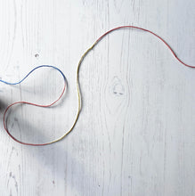 Load image into Gallery viewer, Hemptique 100% Hemp Cord: Blue, Red and Yellow, Variegated, 5 or 10m, 1mm wide