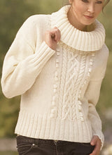 Load image into Gallery viewer, Knitting Pattern: Ladies Aran Sweater with Polo Neck