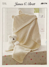 Load image into Gallery viewer, Knitting Pattern: Hooded Baby Blanket for 6 to 18 Months