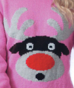 Knitting Pattern: Adult Christmas Sweater with Rudolph