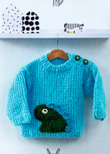 Load image into Gallery viewer, Knitting Pattern: Sweater with Dinosaur or Bear in Chunky Yarn for Kids