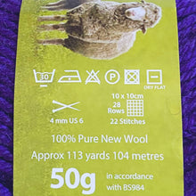 Load image into Gallery viewer, DK Yarn: Merino Blend, Purple, 50g