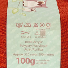 Load image into Gallery viewer, DK Yarn: King Cole Pricewise DK, Flame, 100g