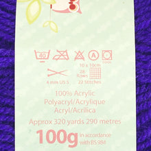 Load image into Gallery viewer, DK Yarn: King Cole Pricewise DK, Purple, 100g