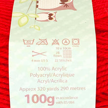 Load image into Gallery viewer, DK Yarn: King Cole Pricewise DK, Red, 100g