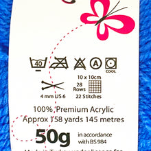 Load image into Gallery viewer, DK Yarn: King Cole Big Value DK, Blue, 50g