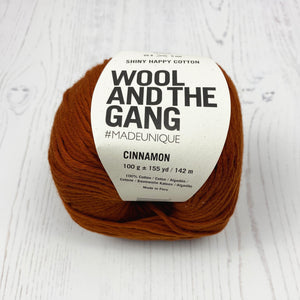Yarn: Wool and the Gang Shiny Happy Cotton in Cinnamon Dust, 100g