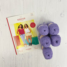 Load image into Gallery viewer, Knitting Kit: Summer Vest in Purple Sirdar Stories Cotton Yarn
