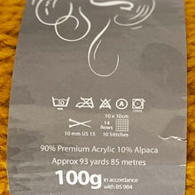 Load image into Gallery viewer, Super Chunky Yarn: Timeless with Alpaca, Vintage Mustard, 100g