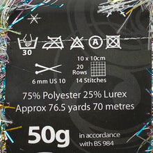 Load image into Gallery viewer, Yarn: Tinsel Chunky in Argent, 50g Ball