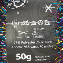 Load image into Gallery viewer, Yarn: Tinsel Chunky in Circus, 50g Ball