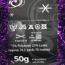 Load image into Gallery viewer, Yarn: Tinsel Chunky in Purple, 50g Ball