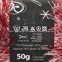 Load image into Gallery viewer, Yarn: Tinsel Chunky in Red Snow, 50g Ball