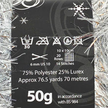 Load image into Gallery viewer, Yarn: Tinsel Chunky in Silver, 50g Ball