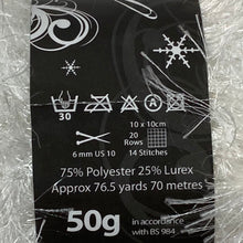 Load image into Gallery viewer, Yarn: Tinsel Chunky in White, 50g Ball