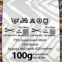 Load image into Gallery viewer, Sock Yarn: Zig Zag 4 Ply in Clown, 100g Ball