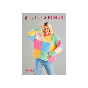 SALE: Knitting Pattern: Patchwork Funnel Neck Sweater in Chunky Yarn