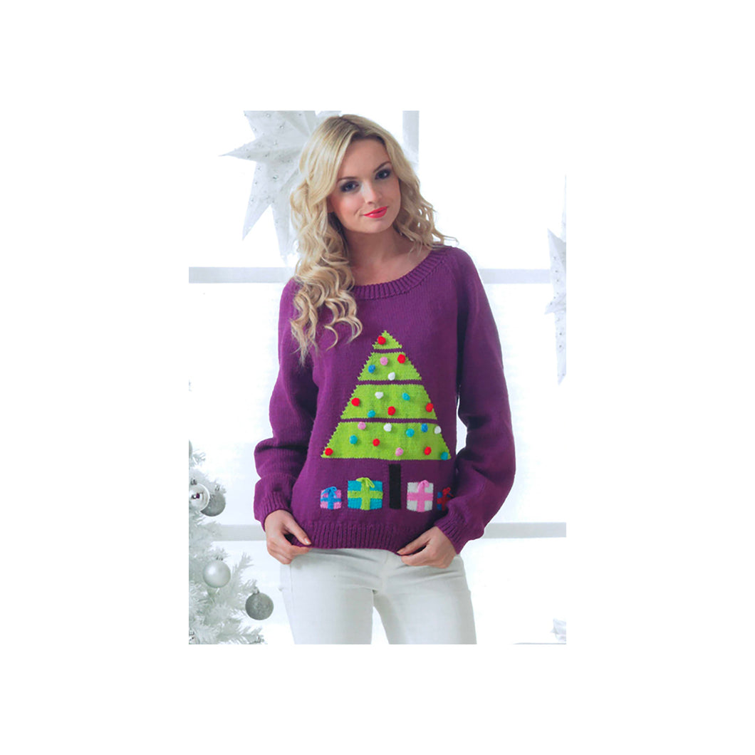Knitting Pattern: Adult Sweater with Christmas Tree