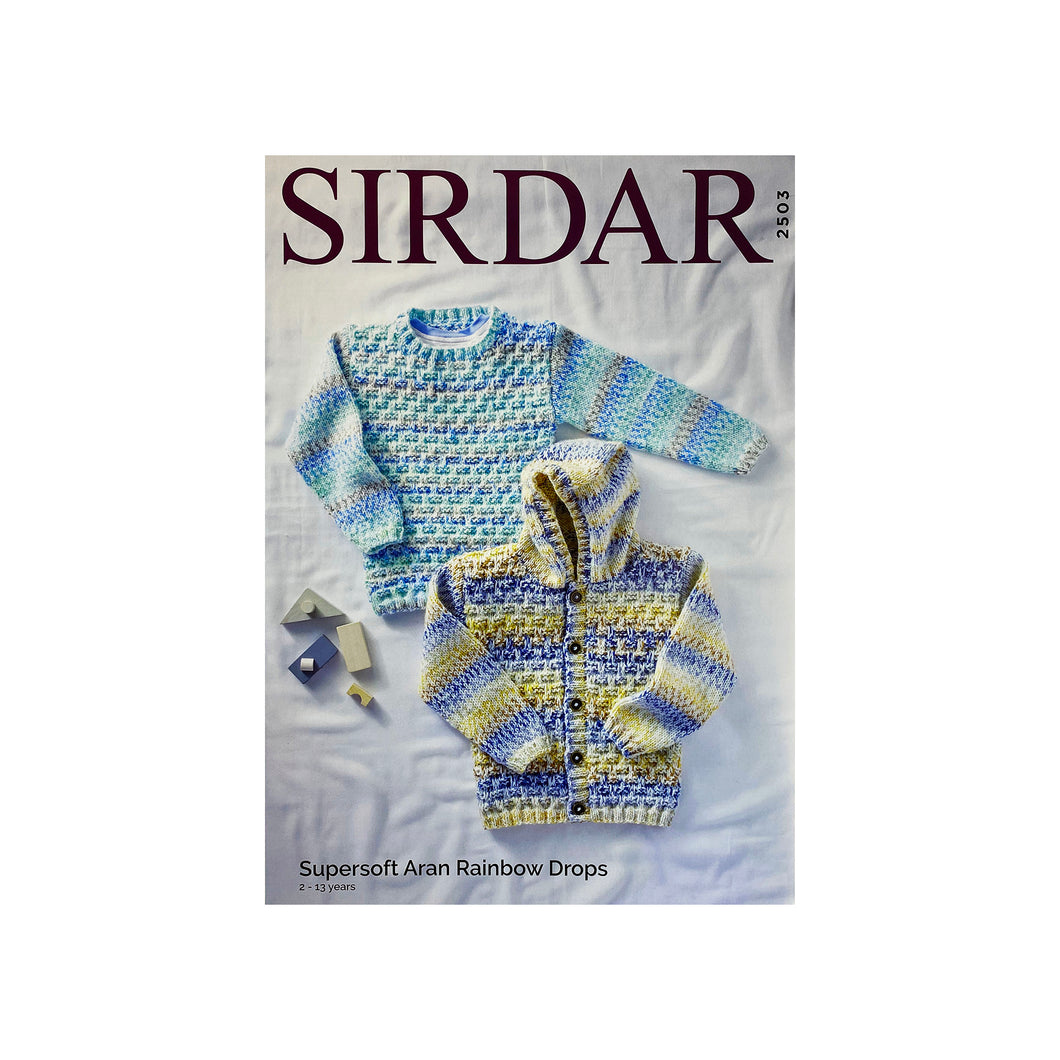 SALE: Knitting Pattern: Aran Sweater and Hooded Cardigan for 2-13 years