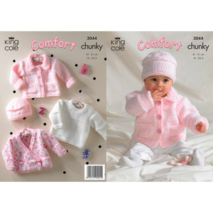 SALE: Chunky Knitting Pattern: Baby Jacket, Sweater, Crossover Cardigan and Hat in Chunky Yarn