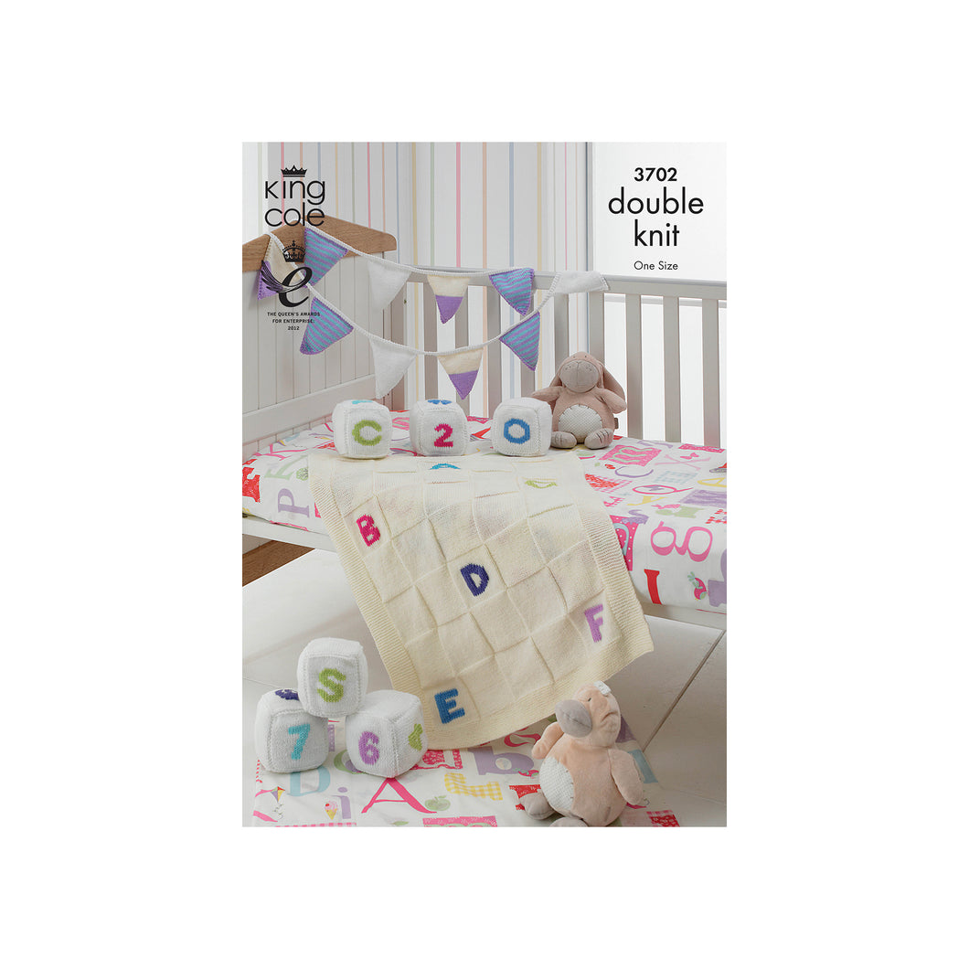 SALE: Knitting Pattern: Baby Blanket, Alphabet Blocks and Bunting