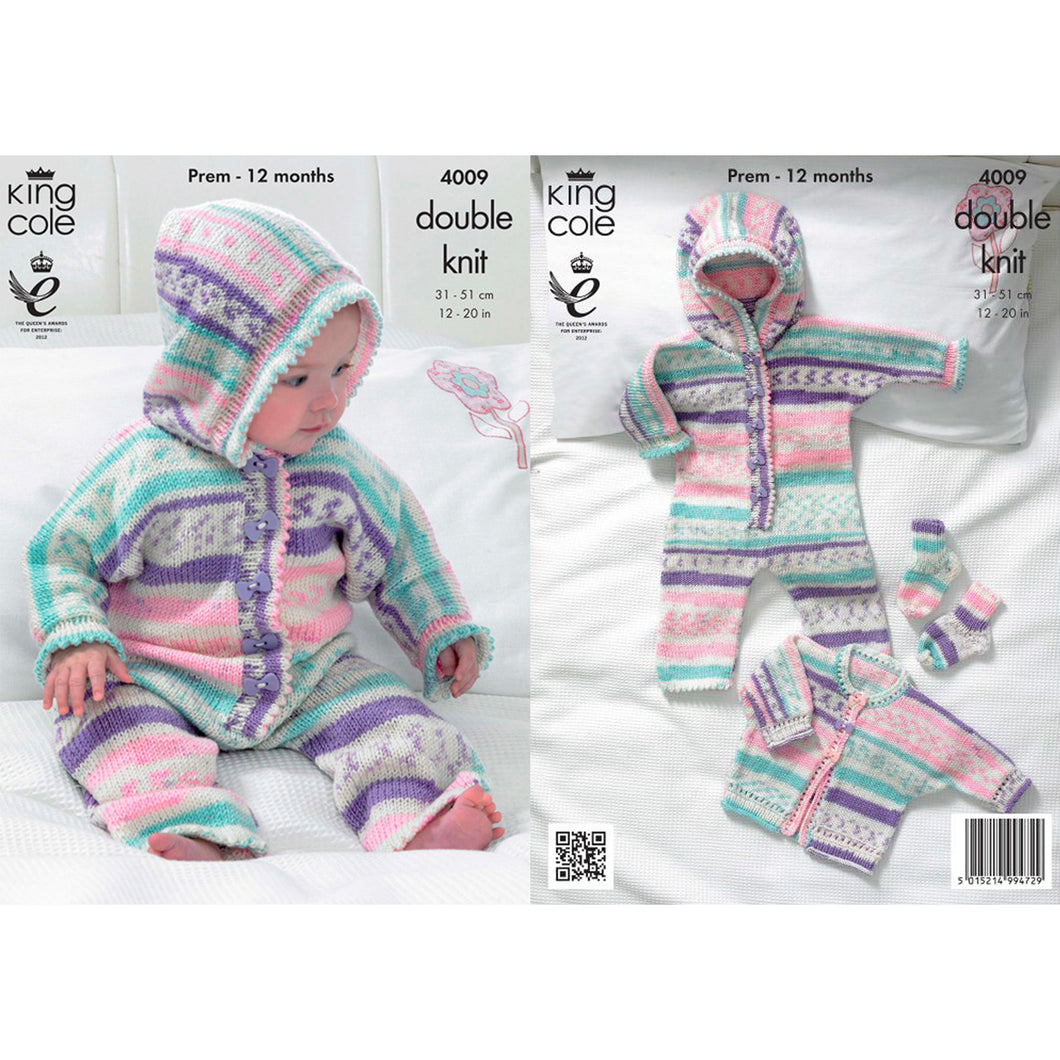Knitting Pattern: Baby All-in-one, Jacket and Socks in Sizes Preemie to 12 Months