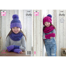 Load image into Gallery viewer, Knitting Pattern: Hats, Snoods and Mitts in Chunky Yarn for 4 to 12 Years
