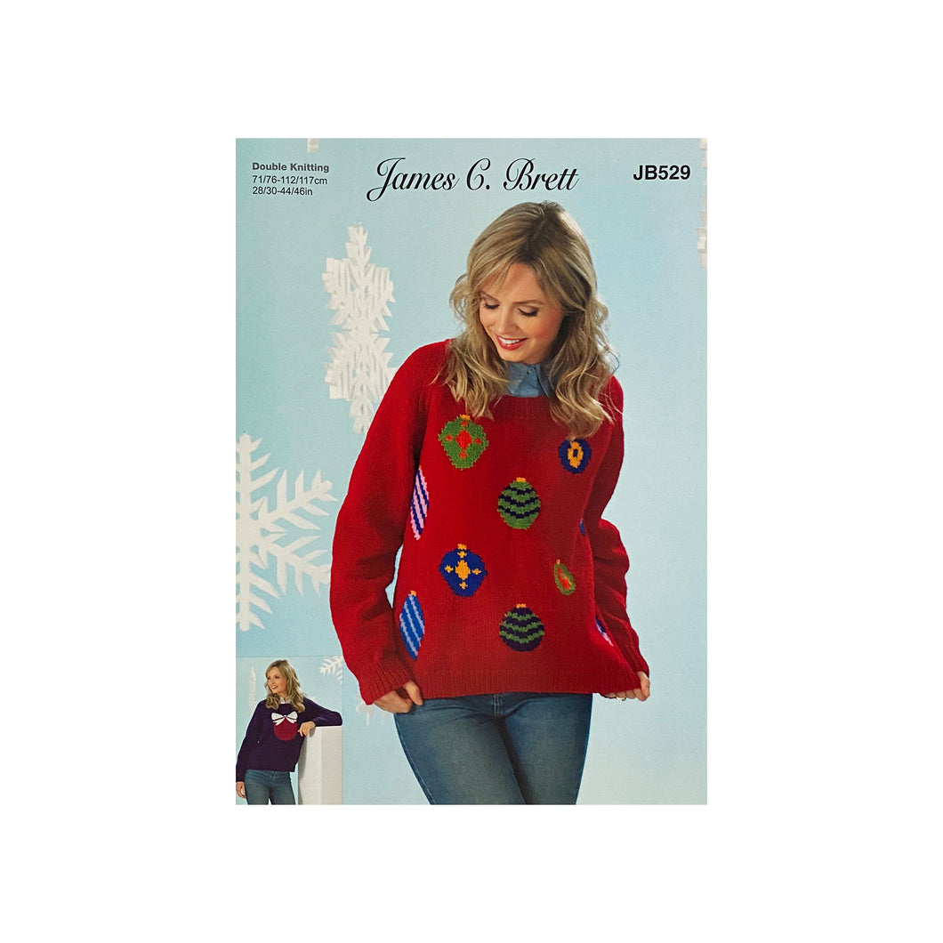 Knitting Pattern: Adult Sweater with Christmas Baubles
