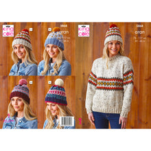 Load image into Gallery viewer, Knitting Pattern: Aran Sweater and Hats for Women

