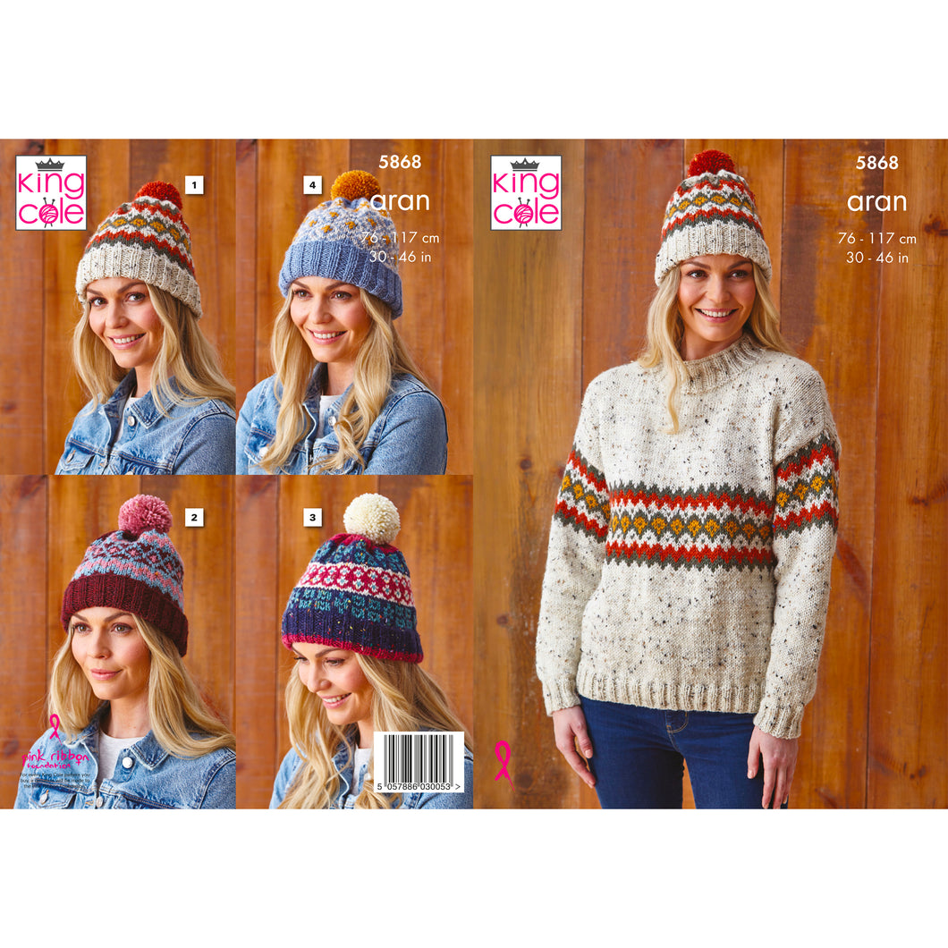 Knitting Pattern: Aran Sweater and Hats for Women