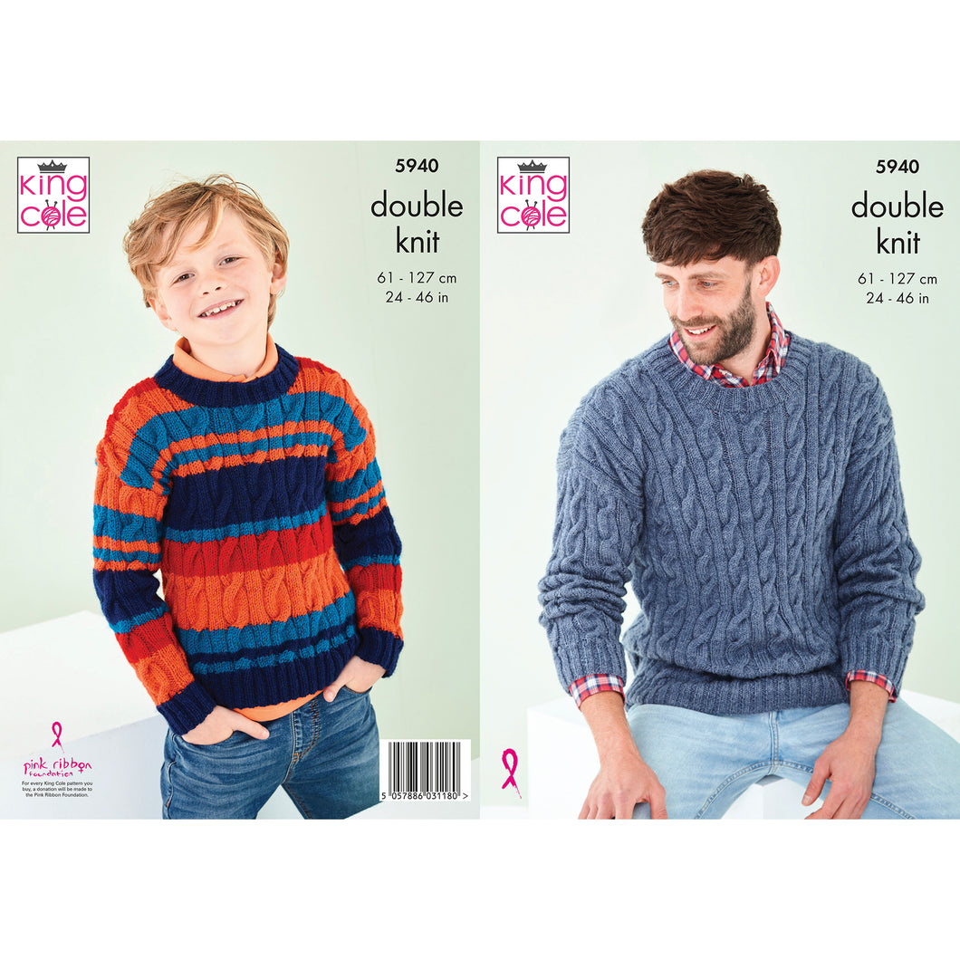 Knitting Pattern: Cable Sweaters in DK Yarn for Men and Boys
