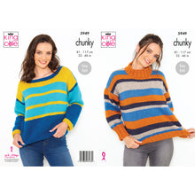 Load image into Gallery viewer, Knitting Pattern: Ladies Striped Sweaters in Chunky Yarn
