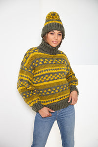 Knitting Pattern: Ladies Patchwork Cardigan, Sweater and Hat in Super Chunky Yarn