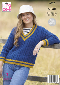 NEW Knitting Pattern: Easy Cable V-Neck Sweater and Tank in Aran Yarn